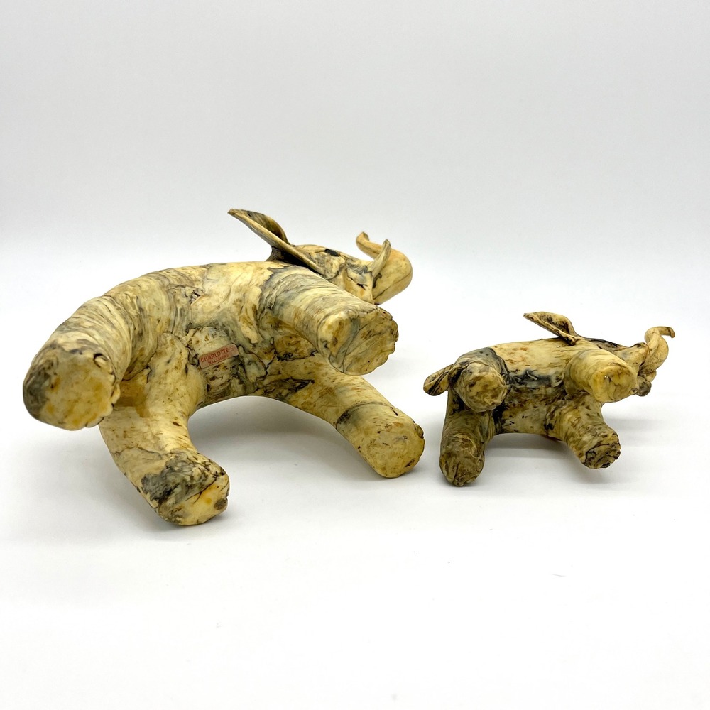 Vintage Crushed Oyster Shell Elephant‎ Figurines Mother and Baby - Home Decor - Picture 8 of 11
